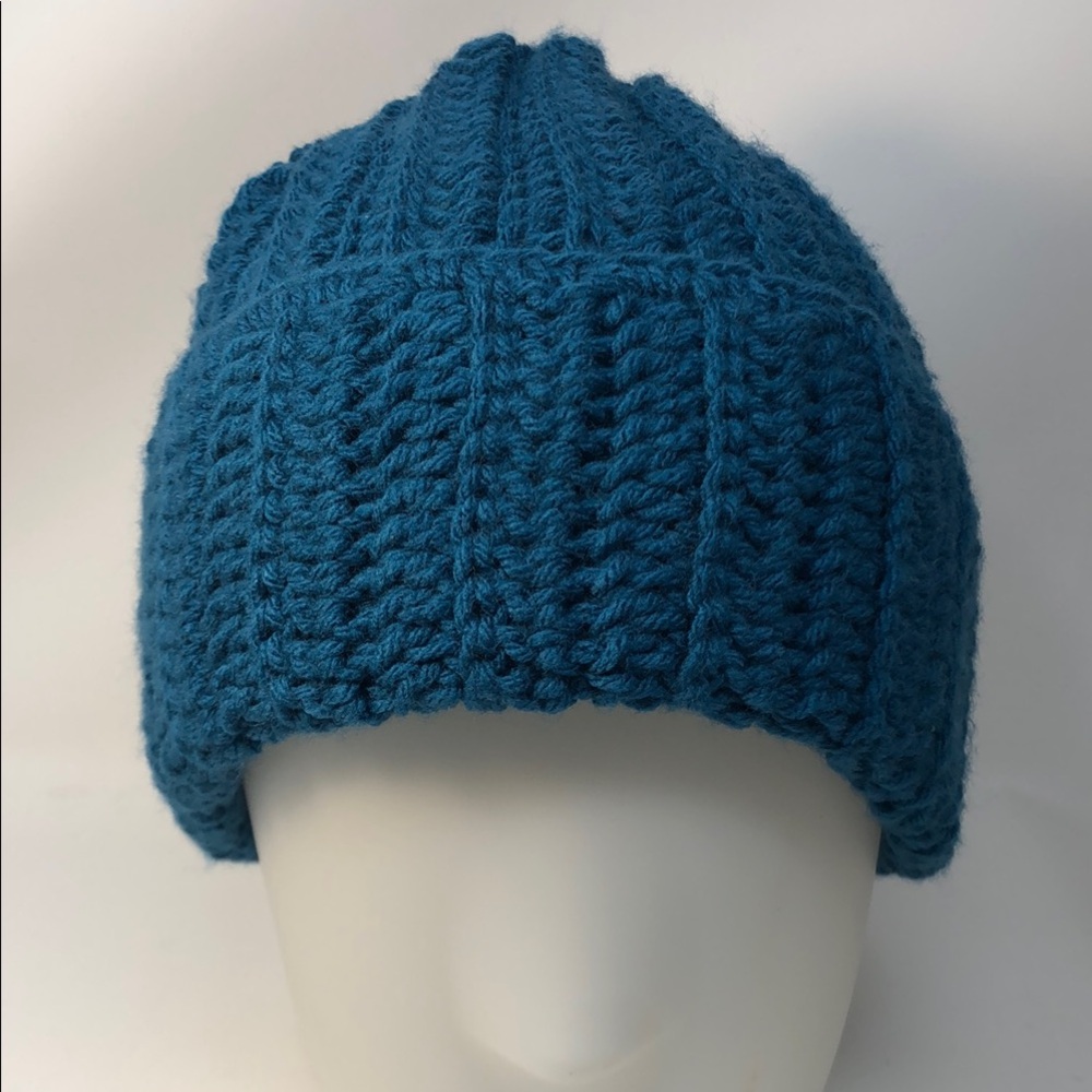 Cozy Blue hand crochet Beanie M-112 Adult or teen